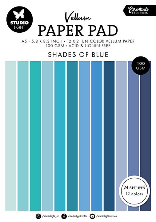 Studio Light Shades of Blue A5 Essentials Vellum Paper Pad