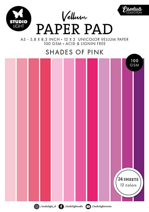 Studio Light Shades of Pink A5 Essentials Vellum Paper Pad