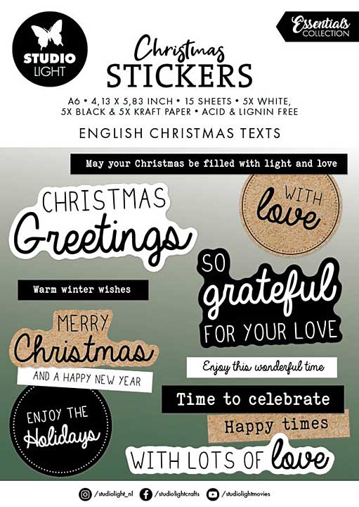 Studio Light English Christmas Texts Christmas Essentials Sticker Pad