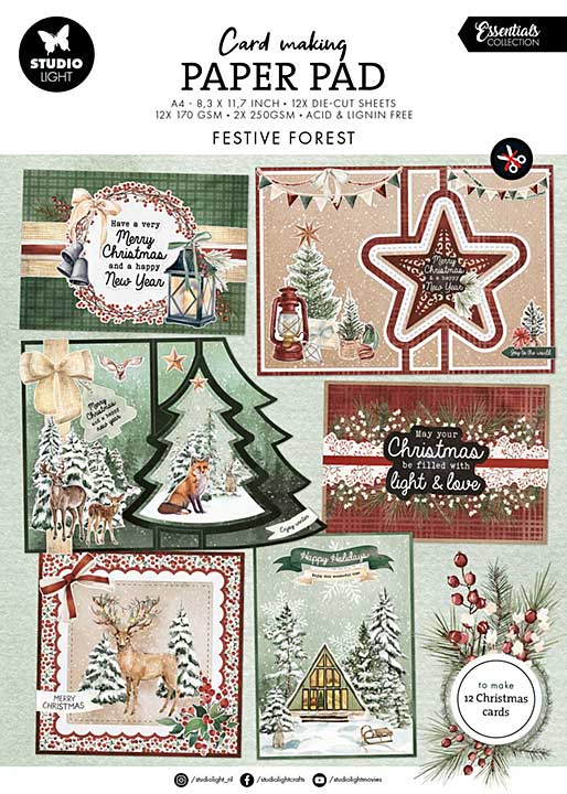 Studio Light Festive Forest A4 Christmas Essentials Card Making Pad