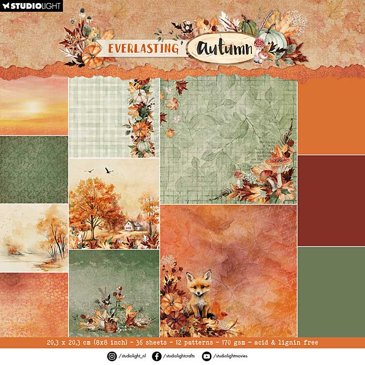 Studio Light Everlasting Autumn 8x8 Inch Paper Pad Background