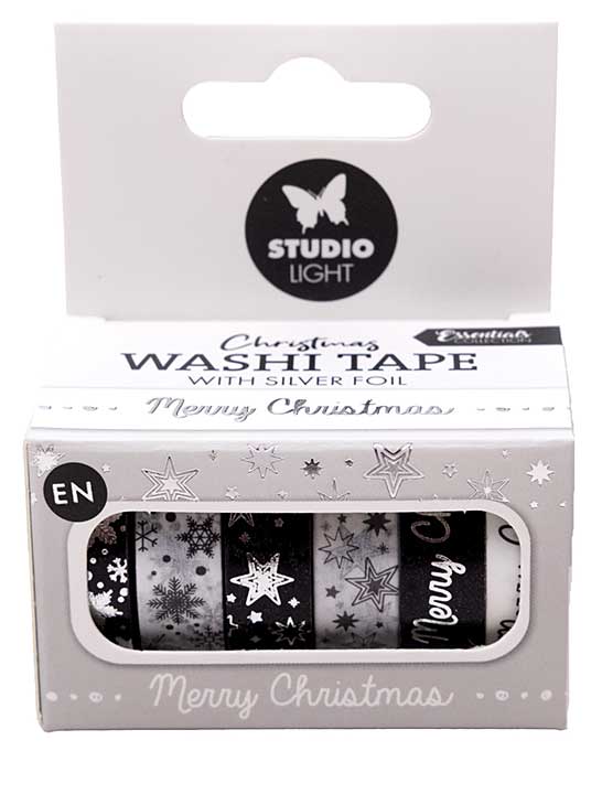 Studio Light Washi Tape BlackWhite Silver Christmas Essentials