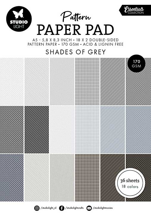 SO: Studio Light Shades Of Grey A5 Pattern Paper Pad