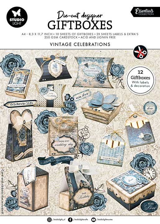 Studio Light Vintage Celebrations Die-Cut Designer Giftboxes