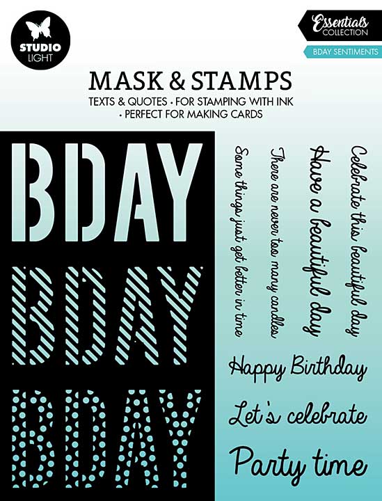 Studio Light Bday Sentiments Essentials Mask and Stamp