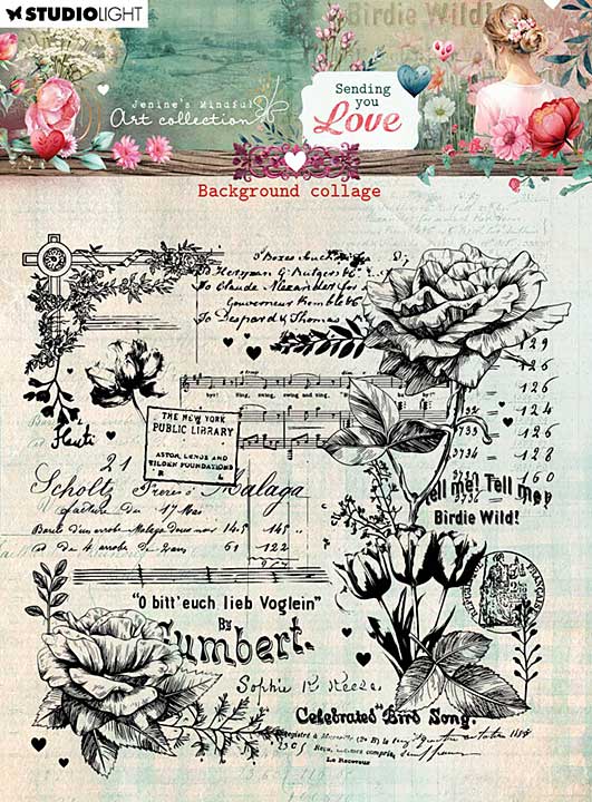 Studio Light Sending You Love Clear Stamps Background Collage (JMA-SYL-STAMP797)