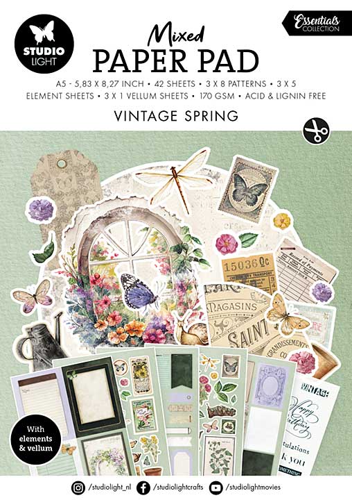 Studio Light Vintage Spring A5 Mixed Paper Pad