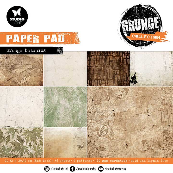 Studio Light Grunge Botanics 8x8 Inch Grunge Paper Pads
