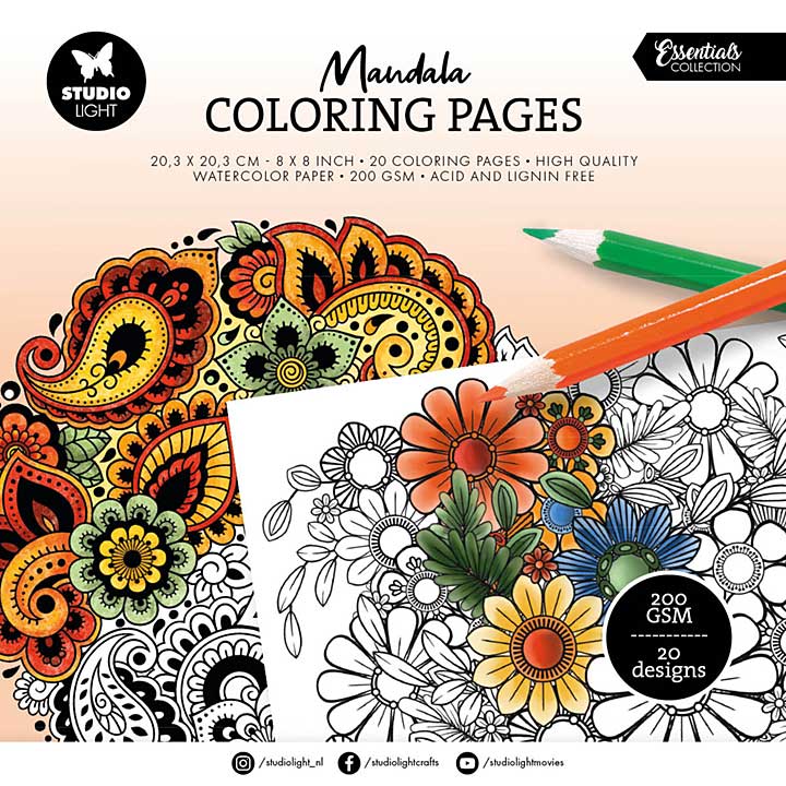 Studio Light Mandala 8x8 Inch Coloring Pages