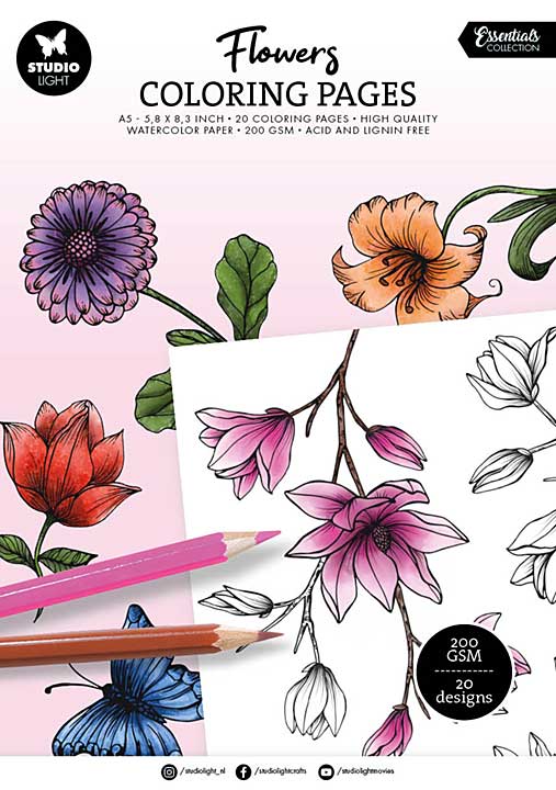 Studio Light Flowers A5 Coloring Pages