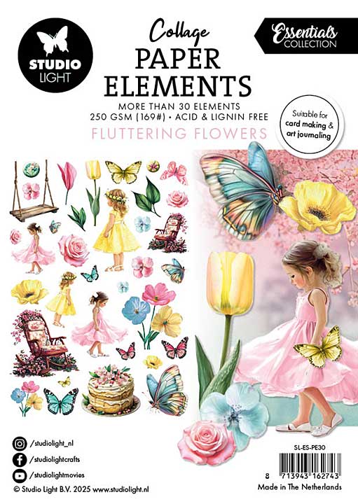 Studio Light Fluttering Flowers Collage Paper Elements