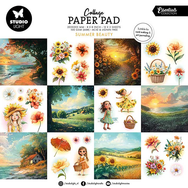Studio Light Summer Beauty 8x8 Inch Collage Paper Pad