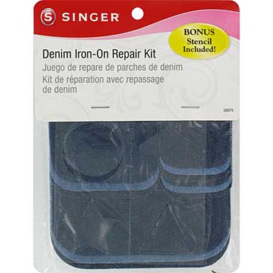 Singer Iron-On Patch Repair Kit - Assorted Denim (12pk)