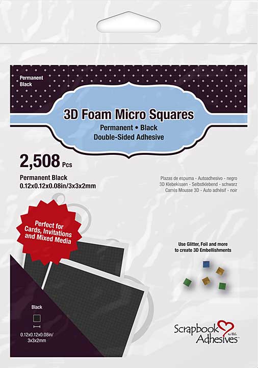 Scrapbook Adhesives 3D Foam Micro Squares - Permanent, Black, (0.12inch, 2508pk)