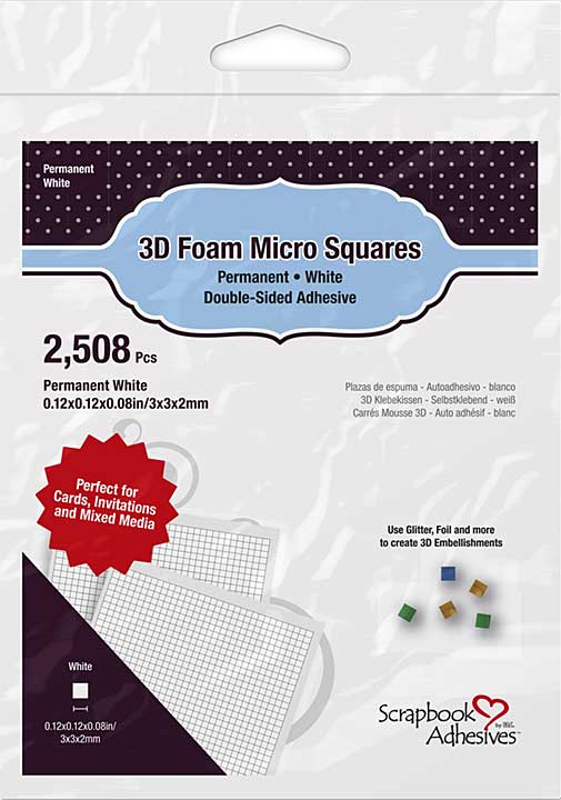 SO: Scrapbook Adhesives 3D Foam Micro Squares - Permanent, White, (0.12inch, 2508pk)