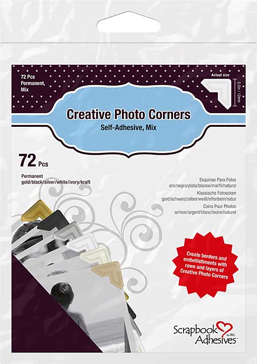 Scrapbook Adhesives Paper Photo Corners Self-Adhesive 72pk - .5 Variety Pack