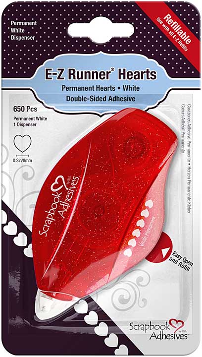 Scrapbook Adhesives E-Z Runner Dispenser - Permanent, Hearts, 650Pcs