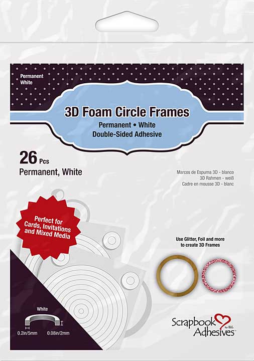 Scrapbook Adhesives 3D Foam Circle Frames 26pk - Permanent, White, .08