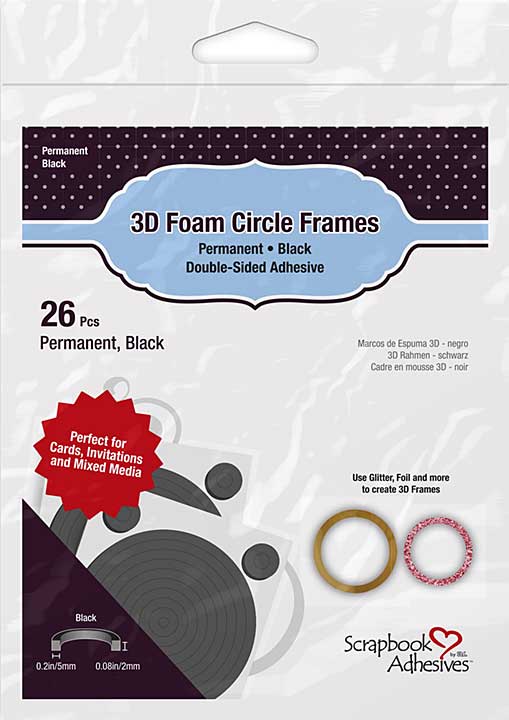 Scrapbook Adhesives 3D Foam Circle Frames 26pk - Permanent, Black, .08