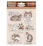 SO: Stamperia HD Natural Rubber Stamp Cats (14 x 18cm)
