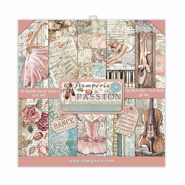 SO: Stamperia Mini Scrapbooking Pad 10 Double Sided Sheets (8x8) Passion