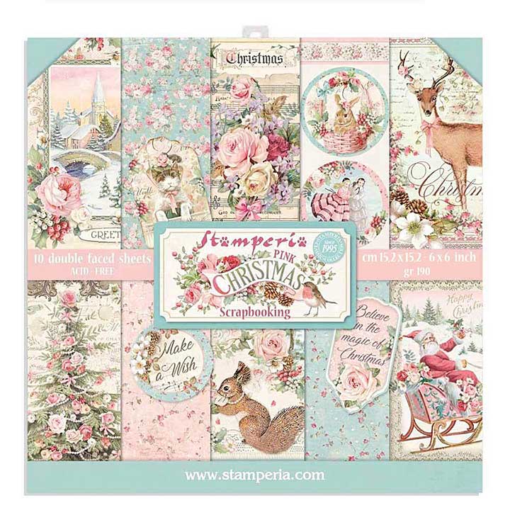 Stamperia Scrapbooking Pad (6x6) Double Face Pink Christmas