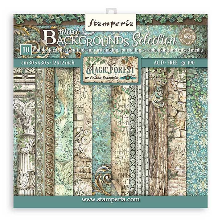 Stamperia Backgrounds Double-Sided Paper Pad 12X12 10Pkg - Magic Forest, 10 Designs1 Each