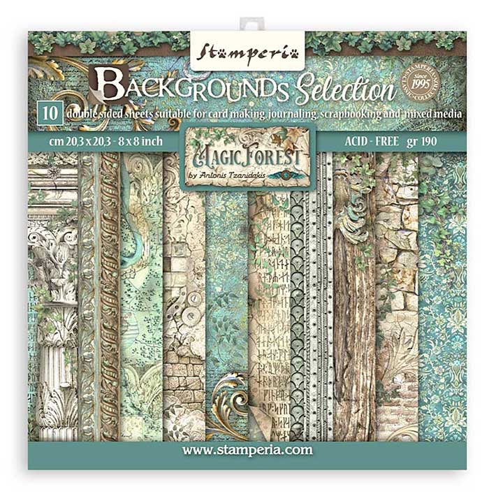 SO: Stamperia Backgrounds Double-Sided Paper Pad 8X8 10Pkg - Magic Forest, 10 Designs1 Each