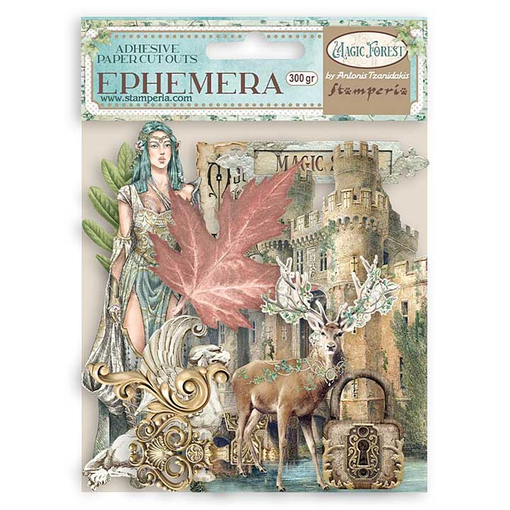 SO: Stamperia Cardstock Ephemera Adhesive Paper Cut Outs - Magic Forest