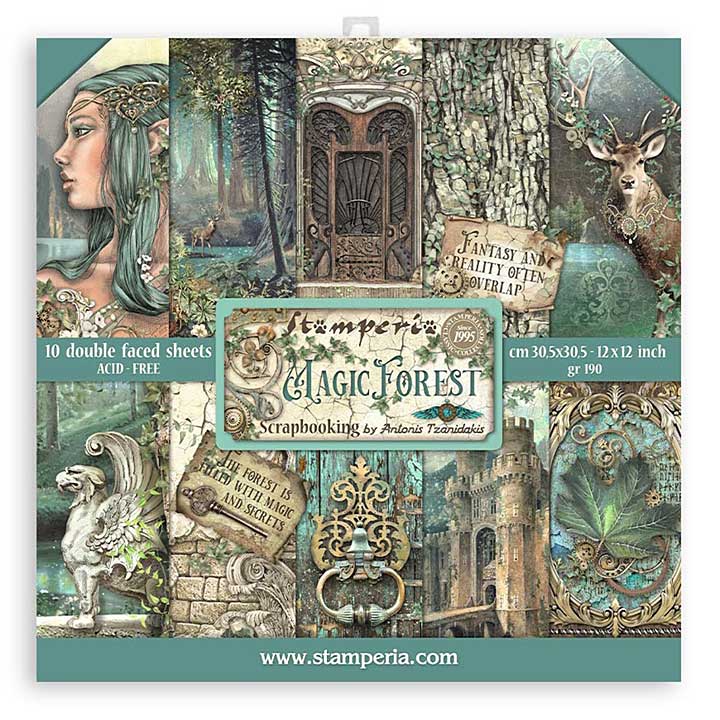 Stamperia Double-Sided Paper Pad 12X12 10Pkg - Magic Forest, 10 Designs1 Each