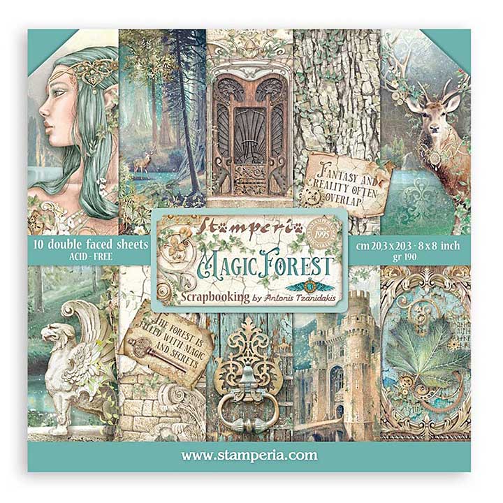 Stamperia Double-Sided Paper Pad 8X8 10Pkg - Magic Forest, 10 Designs1 Each