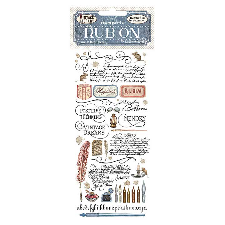 SO: Stamperia Vintage Library Rub-On 4x8,5 Inch Calligraphy (DFLRB25)