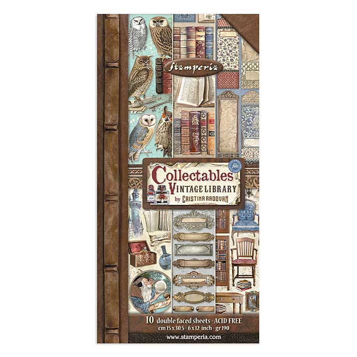 SO: Stamperia Vintage Library Collectables 6x12 Inch Paper Pack (SBBV22)