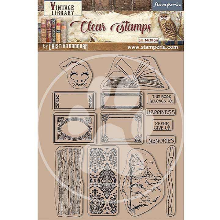 Stamperia Vintage Library Clear Stamps Labels (WTK173)