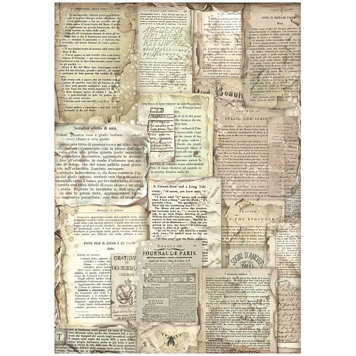 Stamperia Vintage Library A4 Rice Paper Book Pages (DFSA4758)