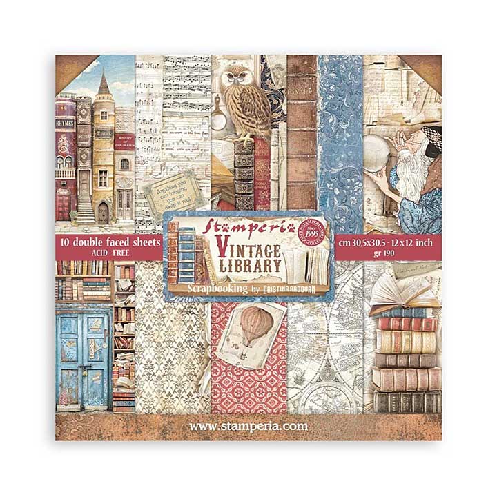 SO: Stamperia Vintage Library 12x12 Inch Paper Pack (SBBL132)
