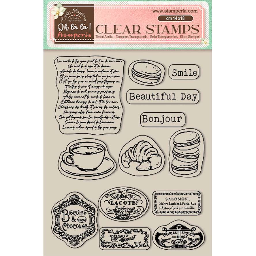 Stamperia Create Happiness Oh la la Clear Stamps Labels  (WTK175)