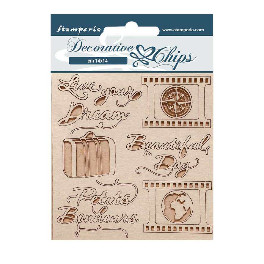 Stamperia Create Happiness Oh la la Live your Dream Decorative Chips (SCB166)