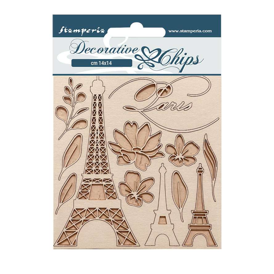 Stamperia Create Happiness Oh la la Tour Eiffel Decorative Chips (SCB165)