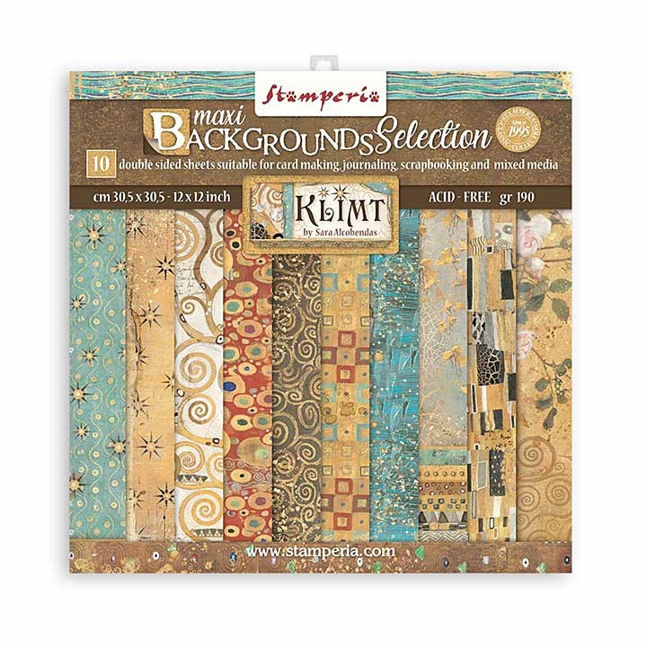 SO: Stamperia Klimt Maxi Backgrounds 12x12 Inch Paper Pack (SBBL101)