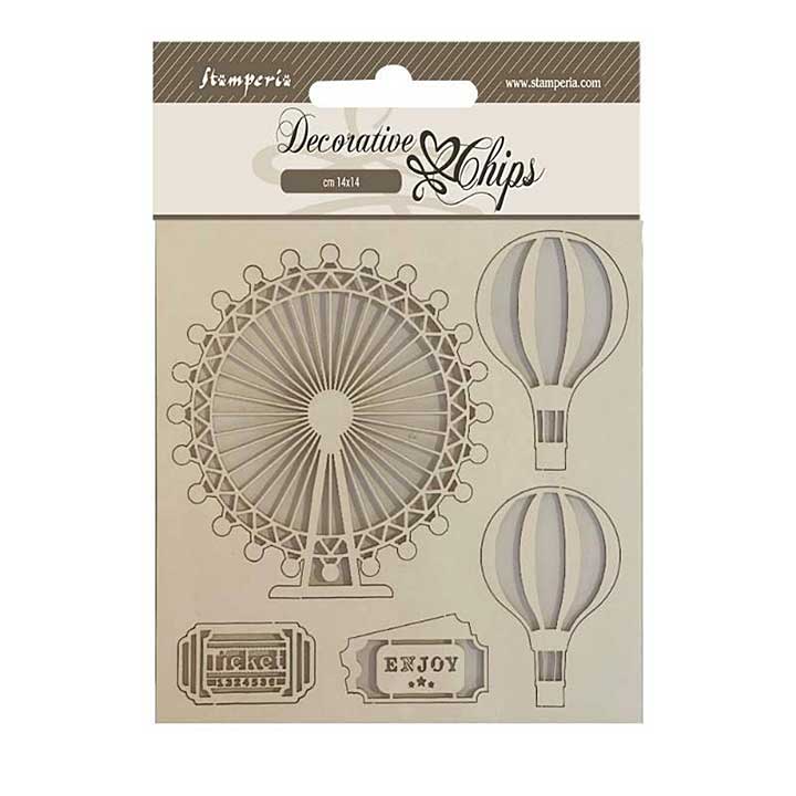 Stamperia 14?14 cm Decorative Chips Around The World Balloons
