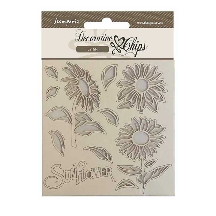 Stamperia 14?14 cm Decorative Chips Sunflower Art