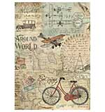 Stamperia A4 Rice Paper Around The World Bicycle
