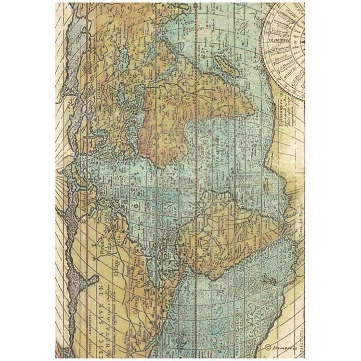 Stamperia A4 Rice Paper Around The World Map