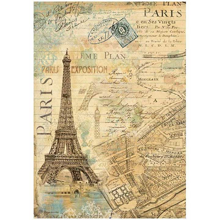 Stamperia A4 Rice Paper Around The World Paris