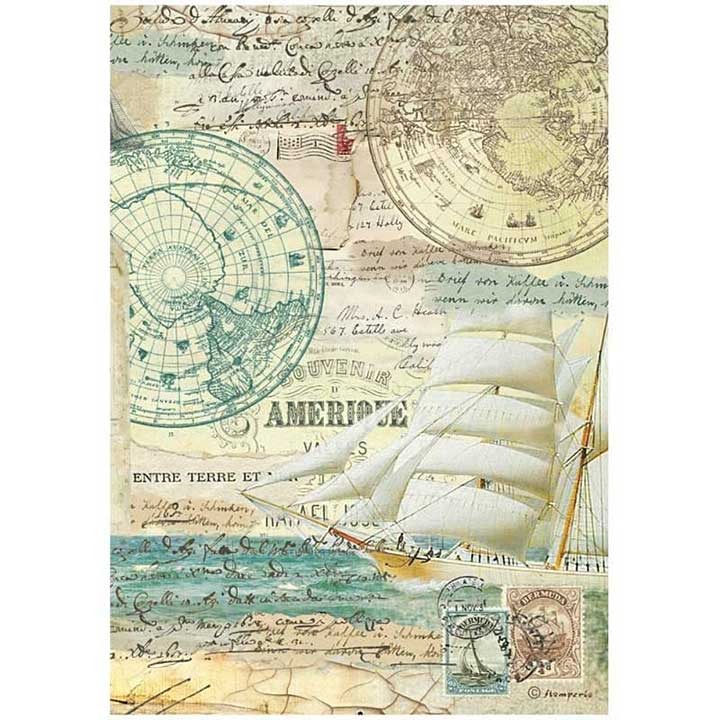 Stamperia A4 Rice Paper Around The World Sailing Ship