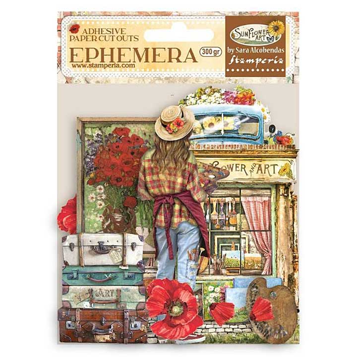SO: Stamperia Ephemera Sunflower Art Elements And Poppies