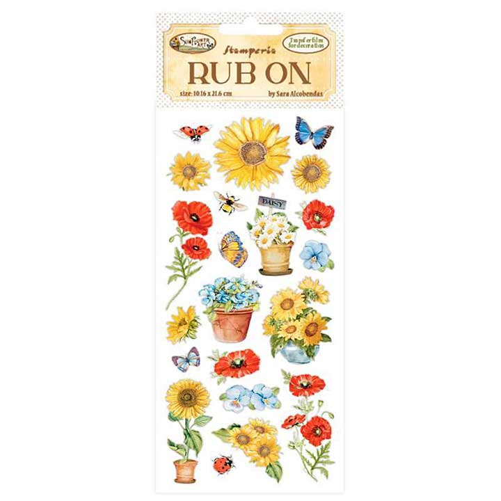 Stamperia Rub On 10.16 cm x 21.6 cm Sunflower Art Poppies