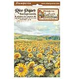 SO: Stamperia Selection of 8 A6 Rice Paper Backgrounds Sunflower Art