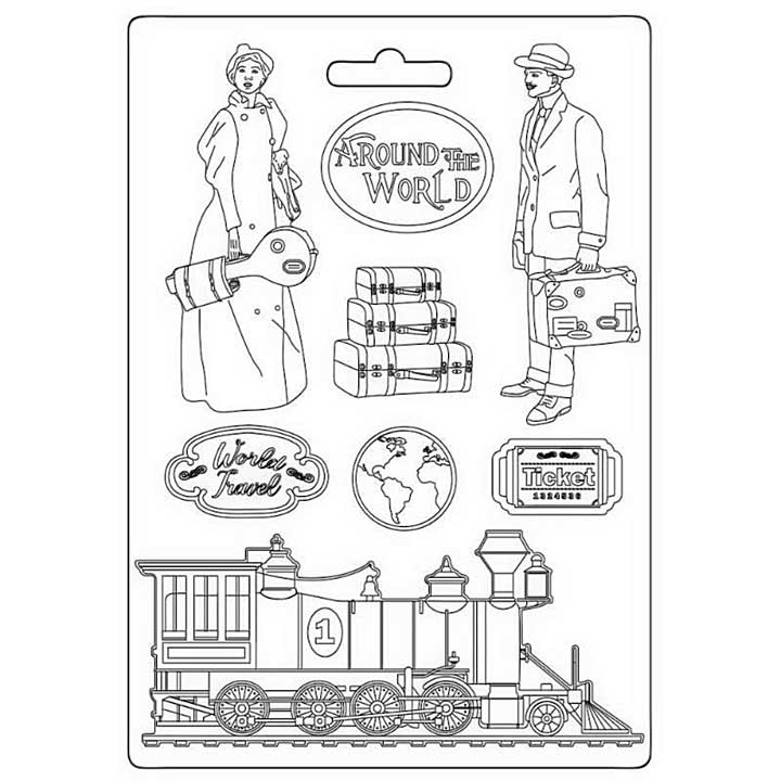 Stamperia Soft Mould A5 Around The World Train